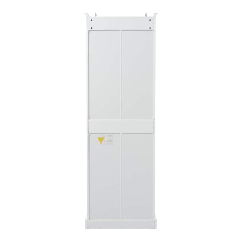 Bathroom Freestanding Storage Cabinet White Tall Cabinet with Adjustable Shelves, Black Handles and Anti-Tipping Design聽