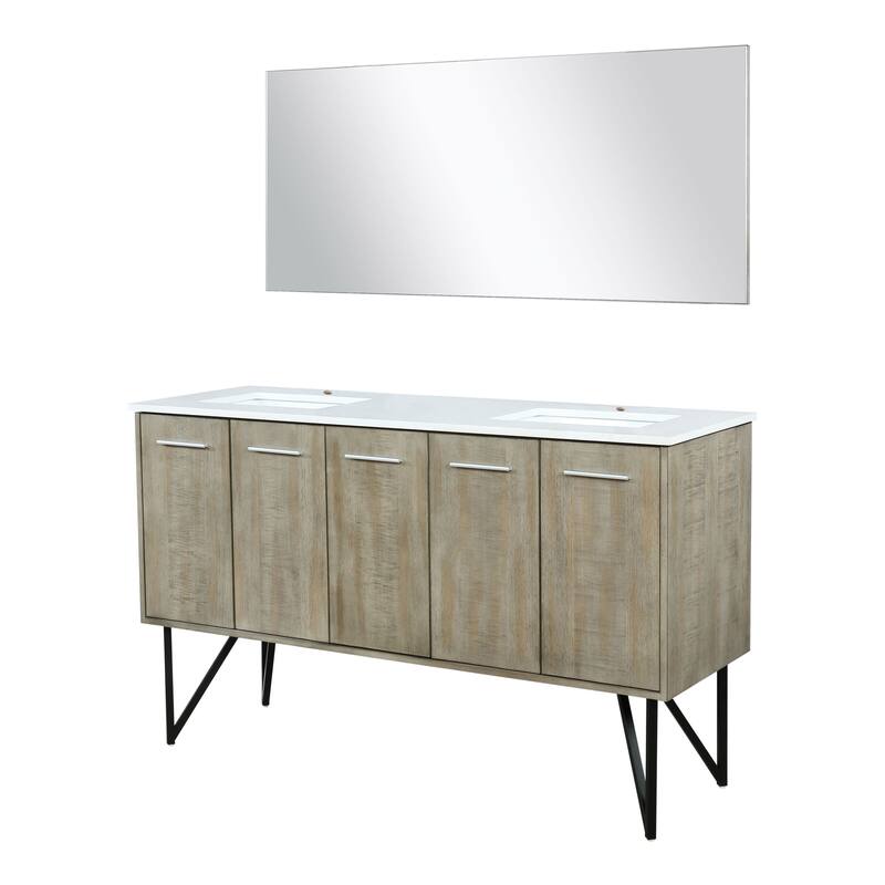 Lancy Rustic Acacia Bath Vanity, Cultured Marble Top and Mirror