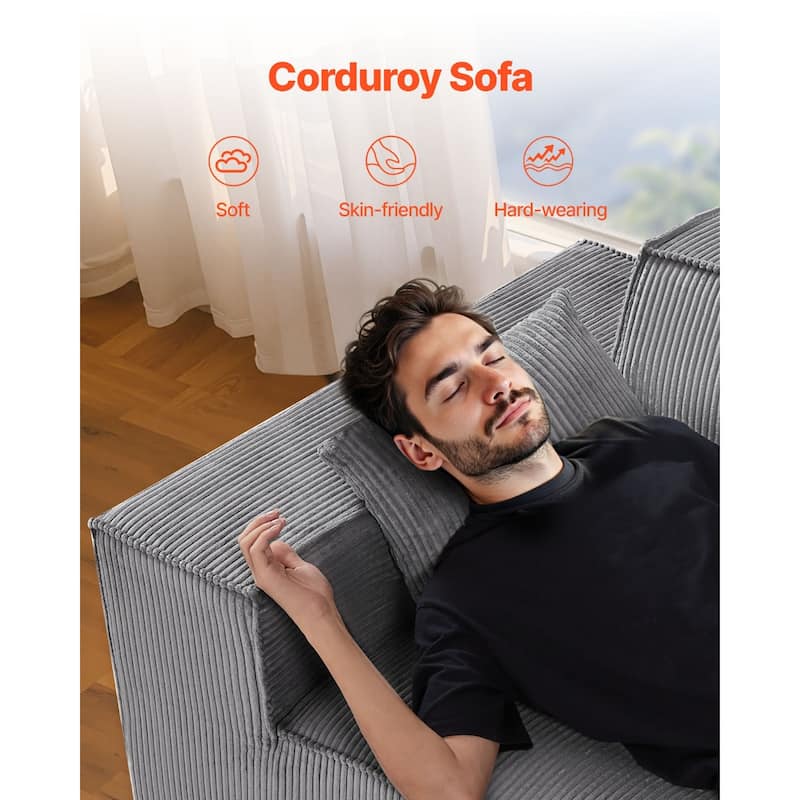 63” Wide Space-Saving Corduroy Loveseat Sofa 2-Seater Couch with High-Resilience Cushions - 63” x 37” x 28.3”