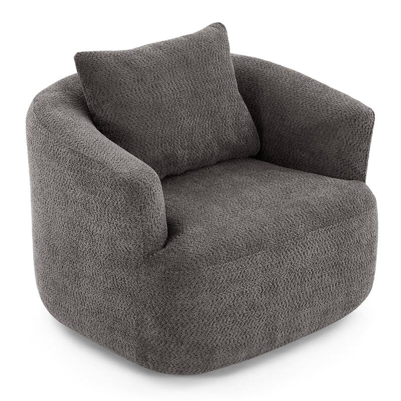 Chenille Upholstered Swivel Barrel Sofa Chair