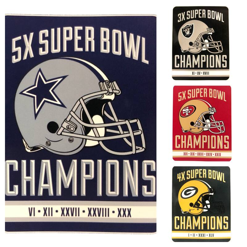 NFL Multi-Superbowl Champions Plush Throw with Helmet Graphic - New York Giants