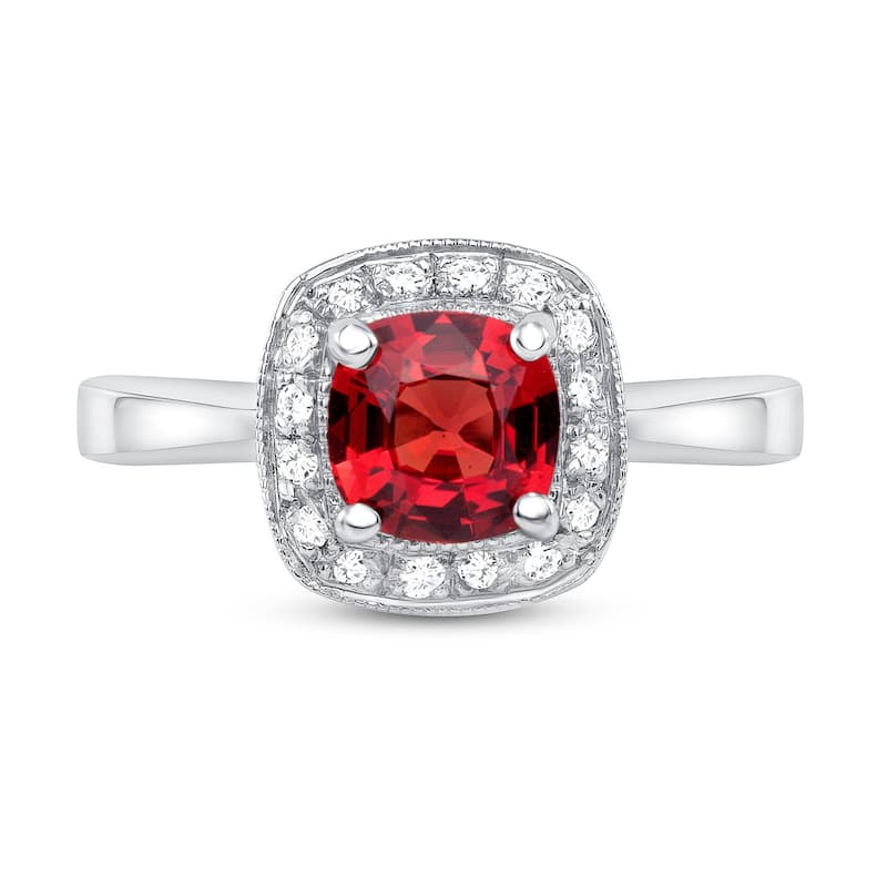 1.01 ct Orange Sapphire and Diamond Ring in 14k White Gold