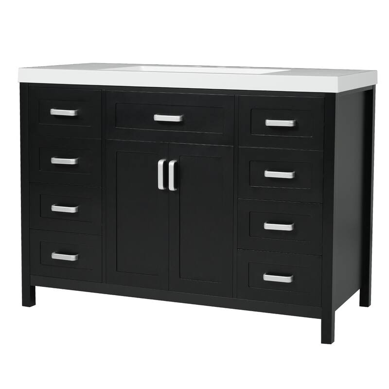 48" Bathroom Vanity with Sink, 2 Doors and 8 Drawers, Soft Close System, Classic Design