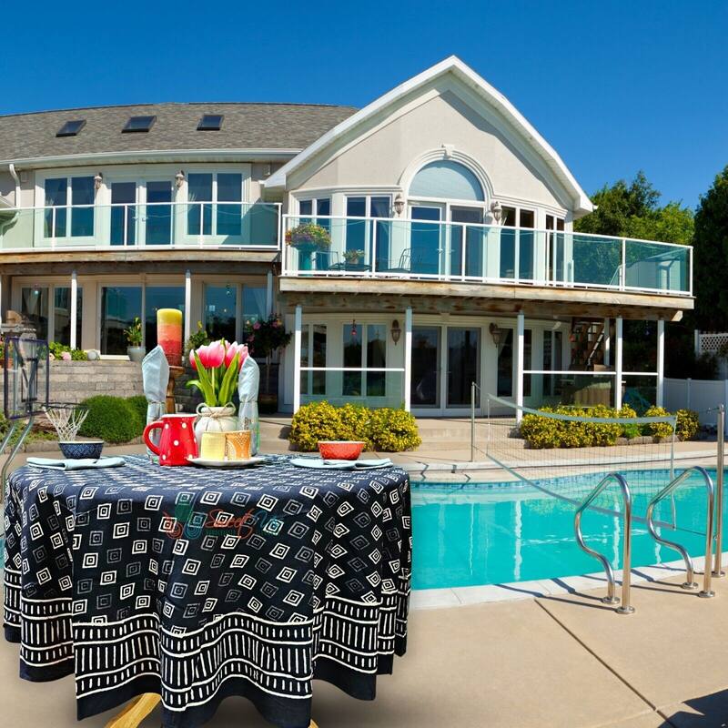 Cotton Block Print Dabu Geometric Tablecloth Collection