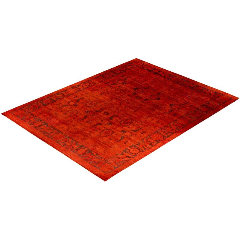 Overdyed, One-of-a-Kind Hand-Knotted Area Rug - Orange - 12' 2" x 15' 5"