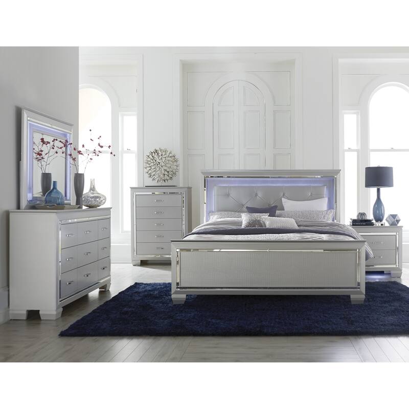 Nightstand of Embossed Front Modern Bed Side Table