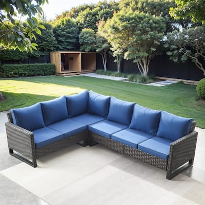 All-Weather Rattan Sectional Sofa Conversation Set with Cushion