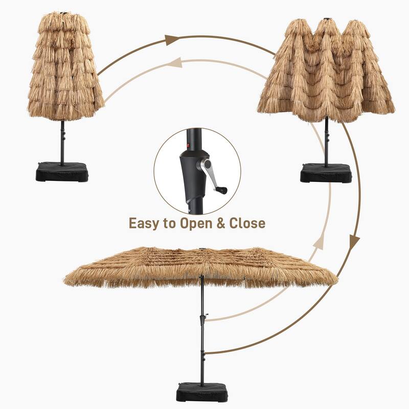 Autlaycil 15 ft Patio Umbrella with Base & 48 LED lights for Outdoor Umbrella