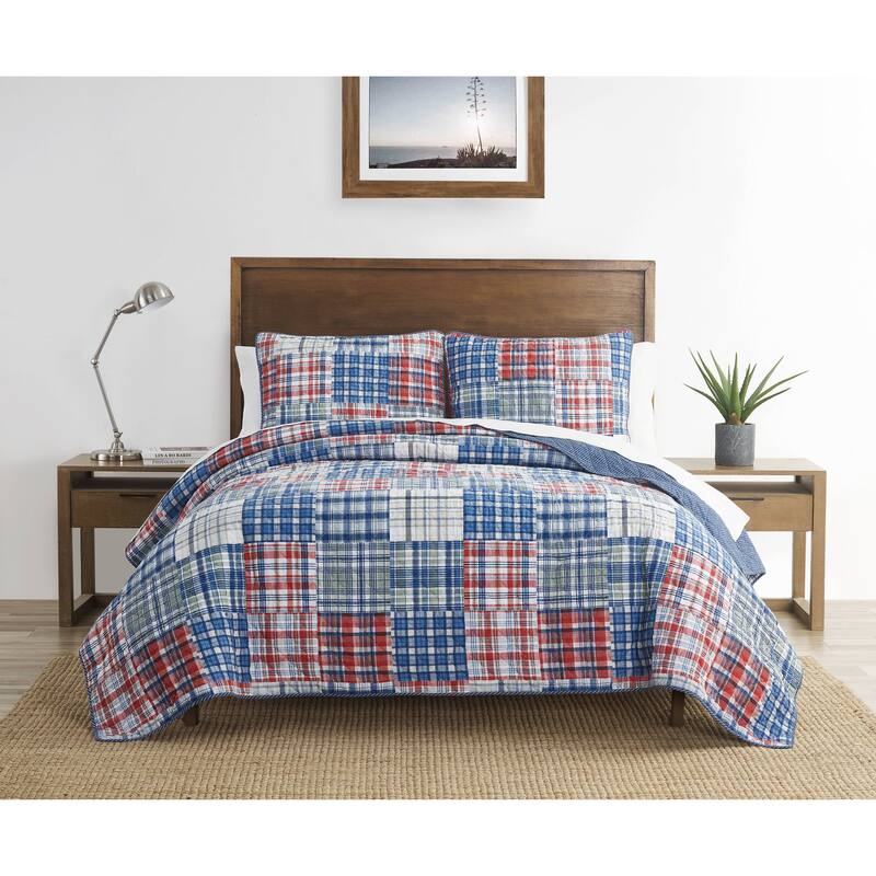 Nautica Raeford Cotton Reversible Blue Quilt Set