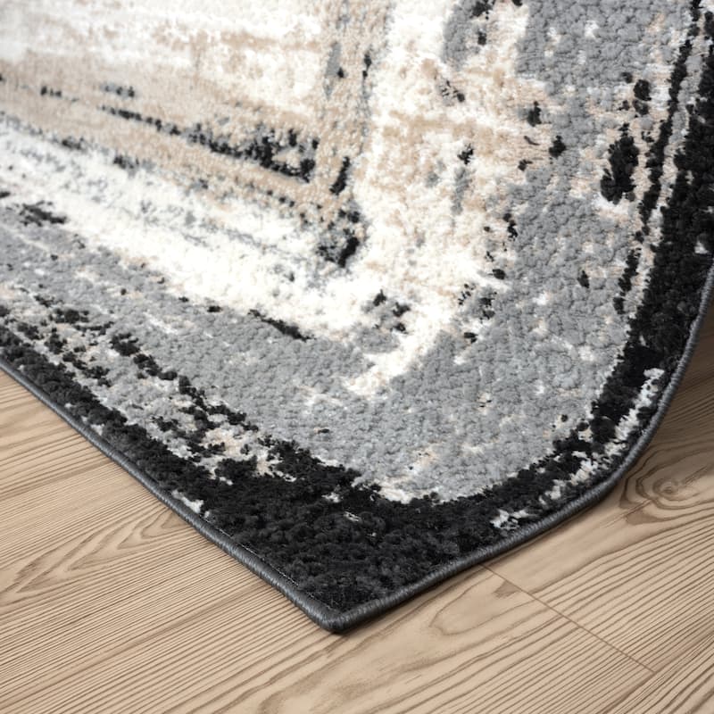 Abani Viva VIV140A Ivory Abstract Border Grey Area Rug