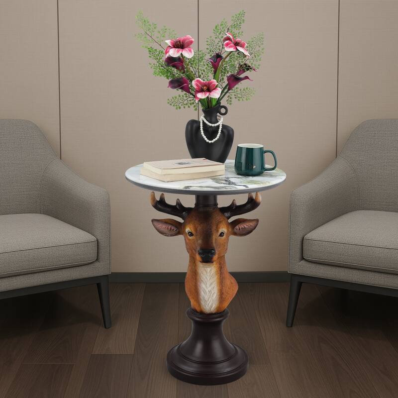 Deer Head Accent Table Animal Statue End Tables Livingroom