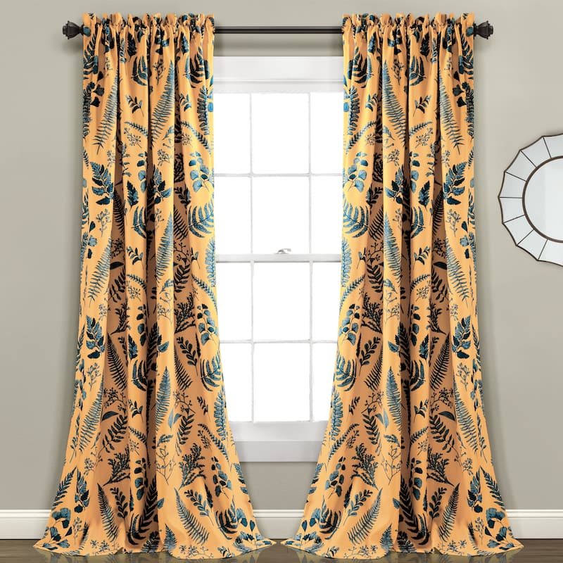 Porch & Den Mayview Room Darkening Window Curtain Panel Pair - 95 Inches - Yellow & Blue