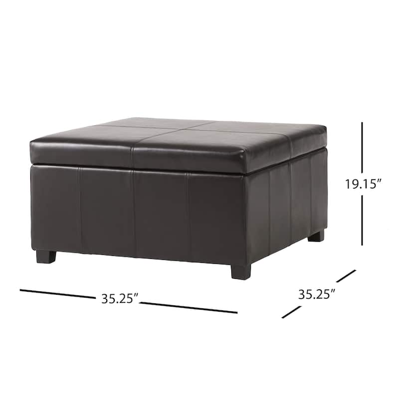Forrester Espresso Bonded Leather Square Storage Ottoman by Christopher Knight Home