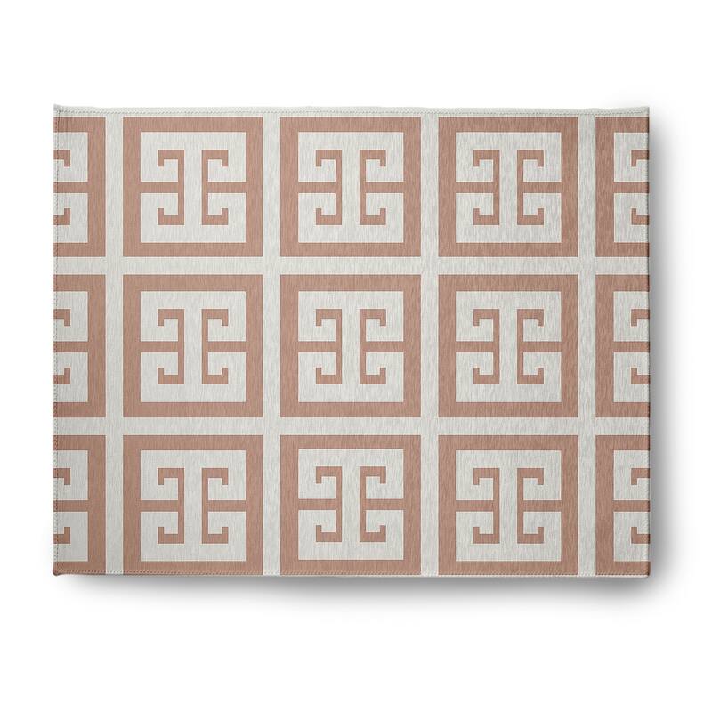 Greek Key Patterned Chenille Rug - Mauve - 8' x 10'