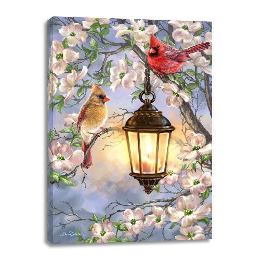Blue White Spring Lantern Rectangular Canvas Wall Art Decor 24" x 18"