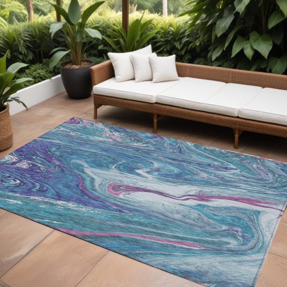 HomeRoots Abstract Transitional Rectangle Outdoor Rug