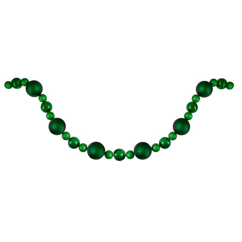 6' Shatterproof Ball Artificial Christmas Garland - Unlit - Green