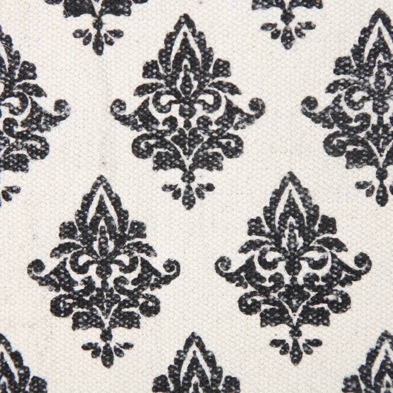 20" White and Black Floral Pattern Square Throw Pillow