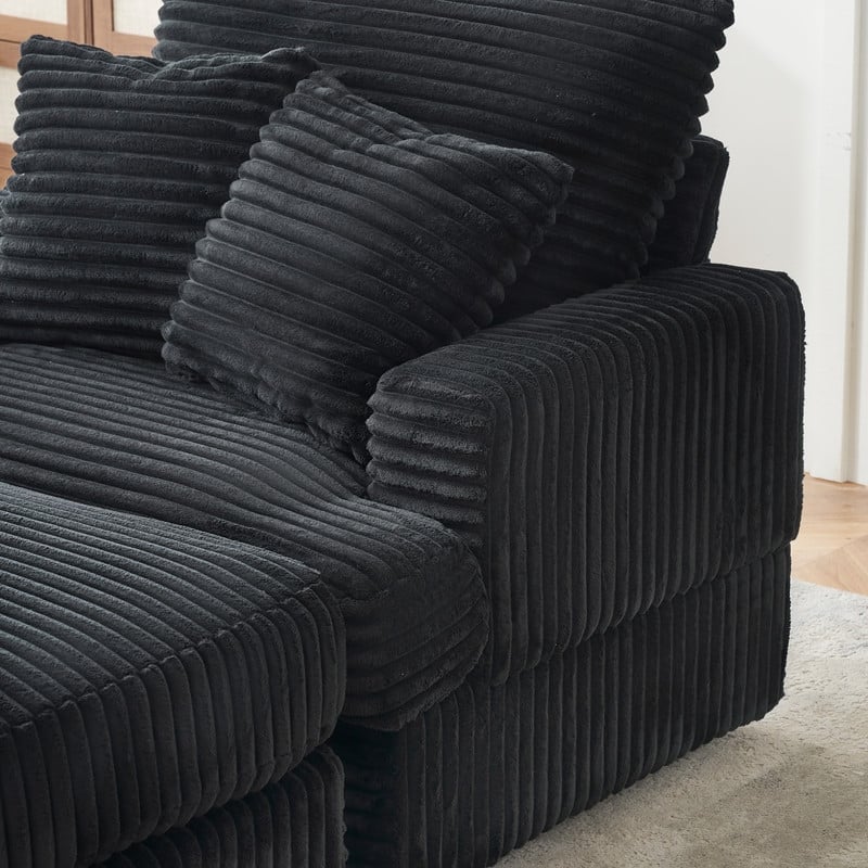 Corduroy Single Sofa+Ottoman, Cup Seats and No Cup Seats