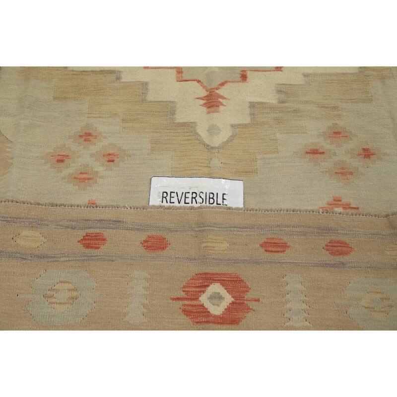 Hand Woven Oriental 100% Wool Carpet Southwestern Tribal Greys & Charcoal Kilim Area Rug - 9' 7'' X 6' 10''
