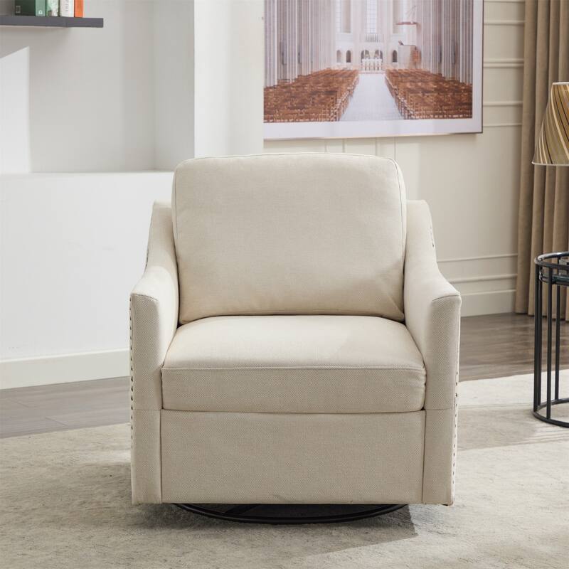 360 Degree Swivel Rotating Accent Chair - Cream White