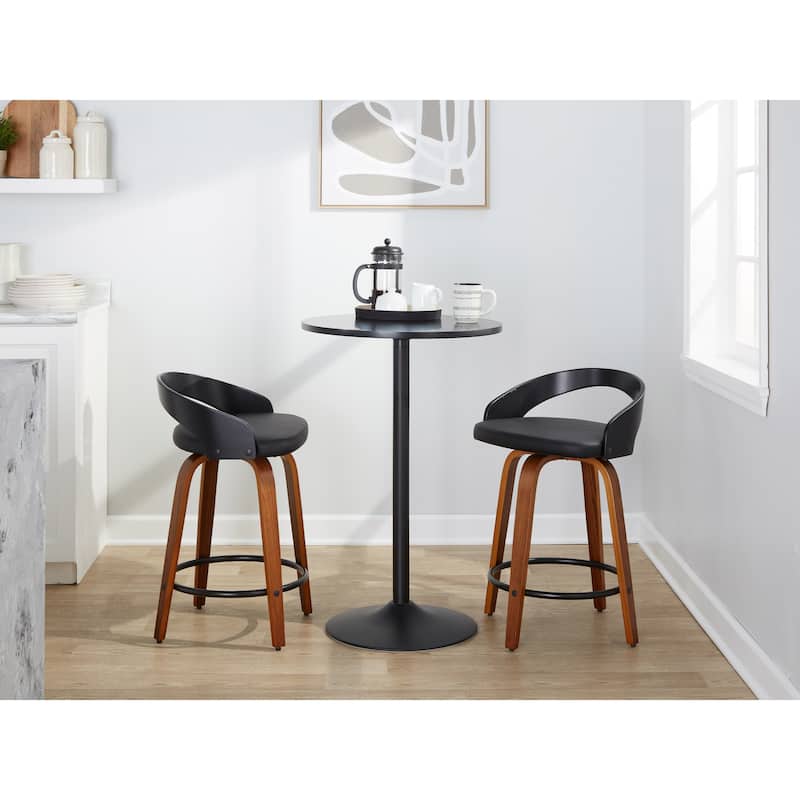 Carson Carrington Stavanger 24" Fixed-Height Counter Stool with Bent Wood Legs & Round Footrest (Set of 2)
