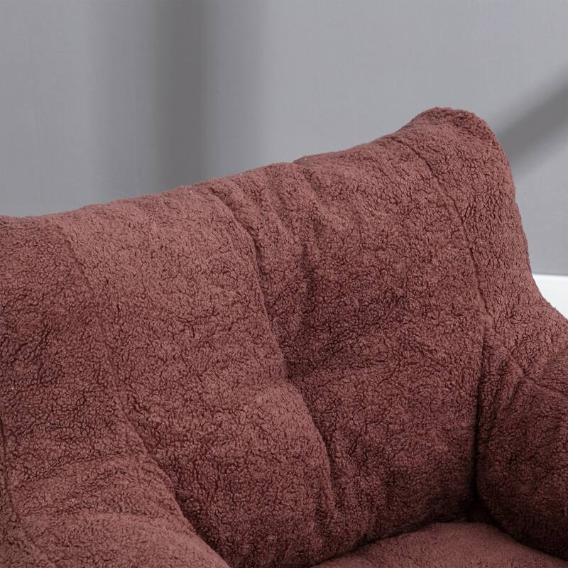 Soft Tufted Foam Bean Bag Chair With Teddy Fabric
