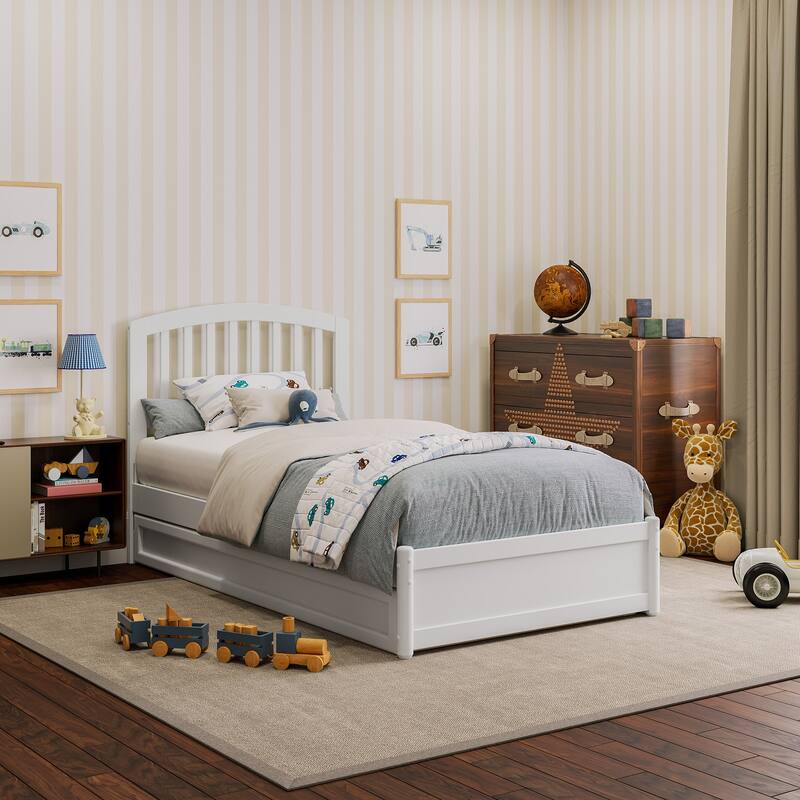 Lucia Platform Bed with Panel Footboard and Twin Trundle