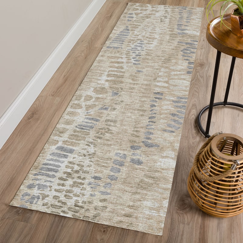 Machine Washable Indoor/ Outdoor Modern Imprints Chantille Rug