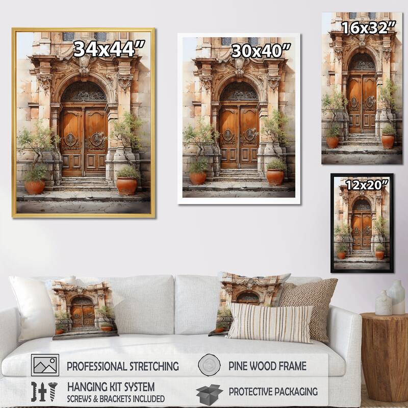 Designart "France Lyon Old Town Door III" France Wall Art Living Room