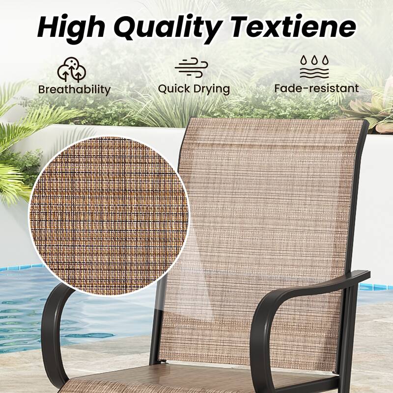 2-Piece Outdoor Swivel Patio Barstool Set - Textilene Fabric, All-Weather