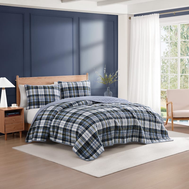 Tommy Hilfiger Bleecker Plaid Cotton Blue Quilt Set
