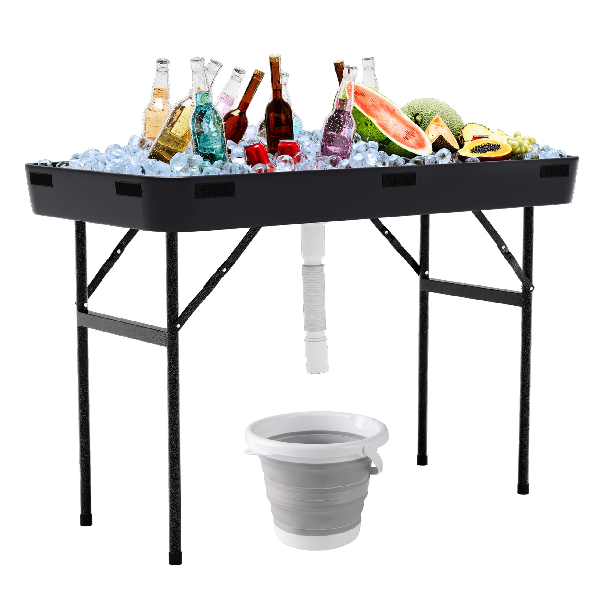 Costway 4 Foot Party Ice Cooler Folding Table Plastic with Matching - See Details