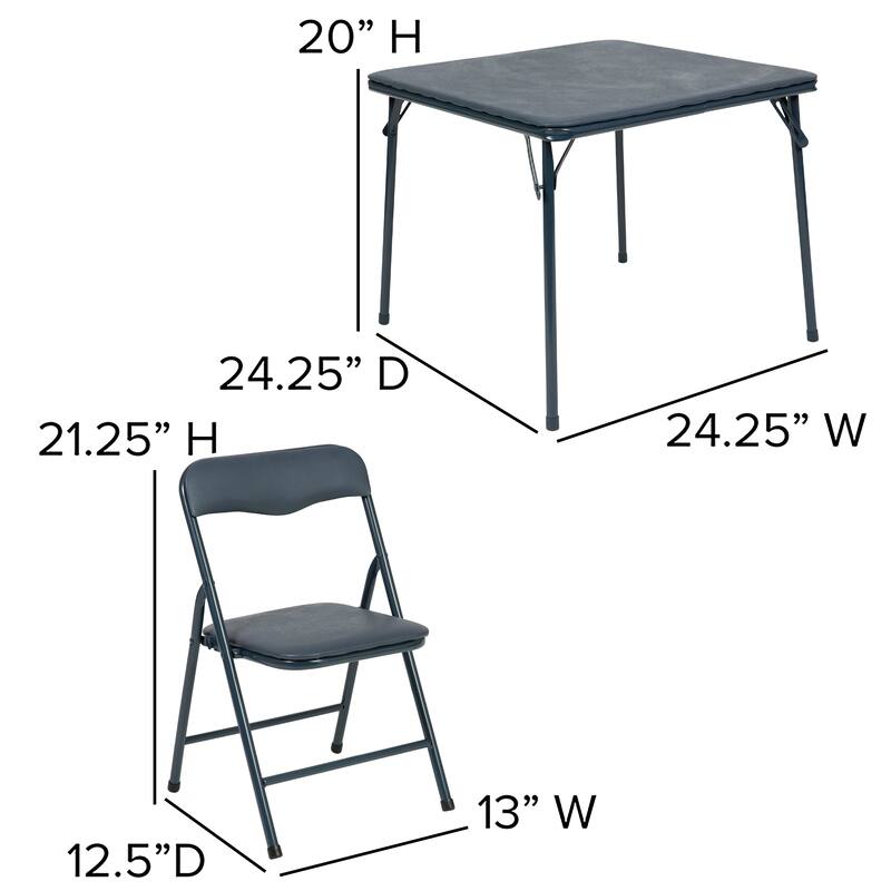 Kids 5-Piece Classroom Folding Table and Chairs Set - 2'0" x 1'8" x 2'0" Square