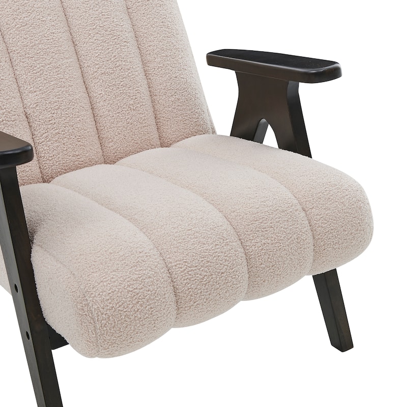 Roundhill Furniture Rella Modern Teddy Sherpa Fabric Accent Chair with Espresso Wood Frame