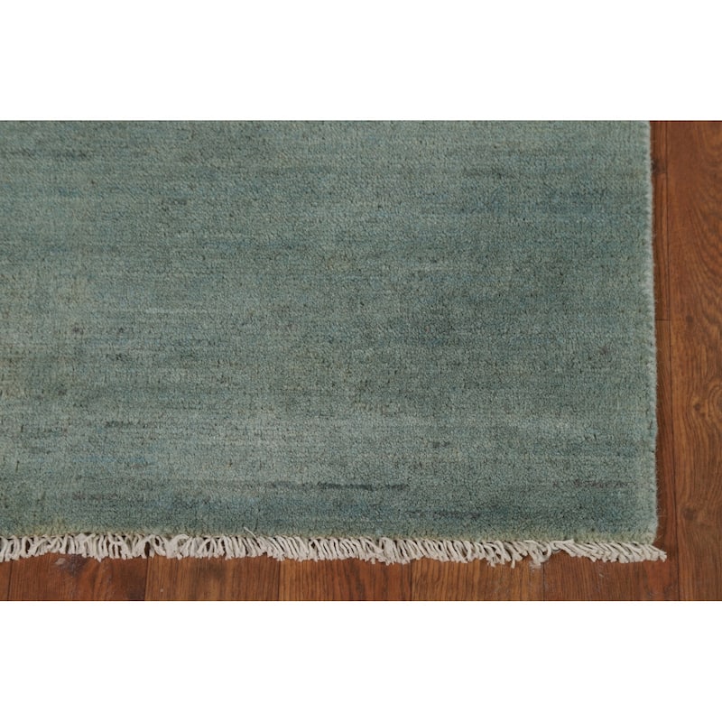 Green & Blue Gabbeh Modern Rug Handmade Wool Carpet - 2'7"x 4'1"