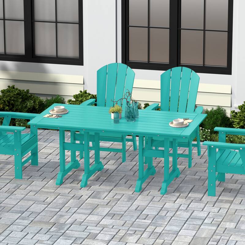 Laguna Hdpe All Weather Outdoor Patio 71" Rectangular Dining Table - Turquoise