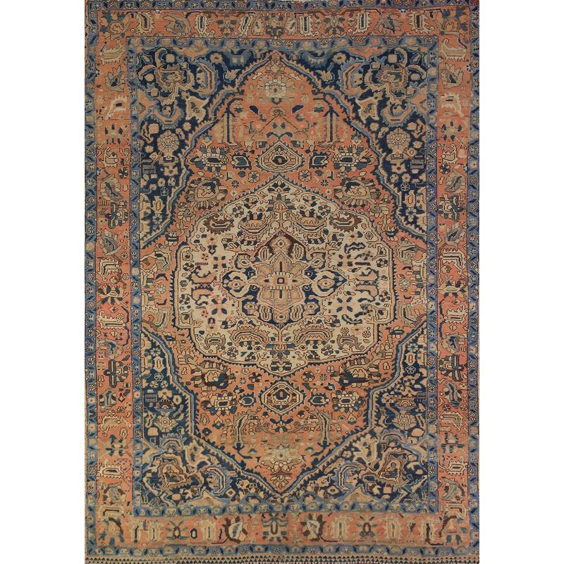 Orange Bakhtiari Persian Area Rug Hand-Knotted Wool Carpet - 6'8"x 9'9"