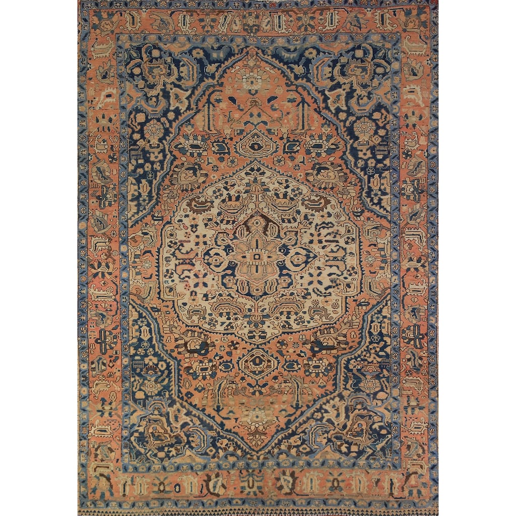 Orange Bakhtiari Persian Area Rug Hand-Knotted Wool Carpet - 6'8"x 9'9"