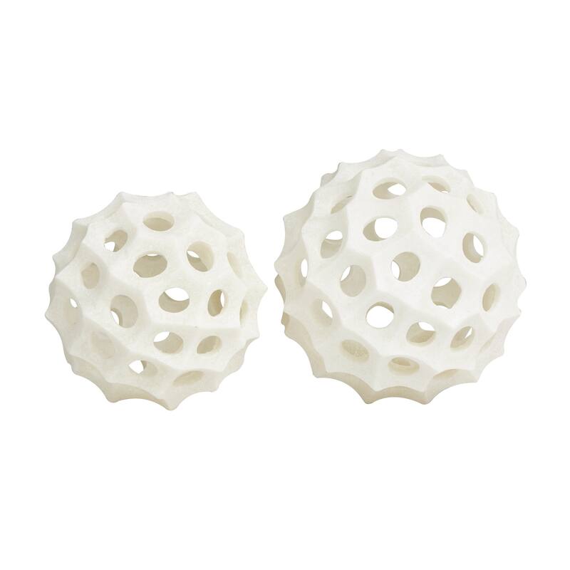 Cream Polystone Decorative Ball Abstract Orbs & Vase Filler (Set of 2)