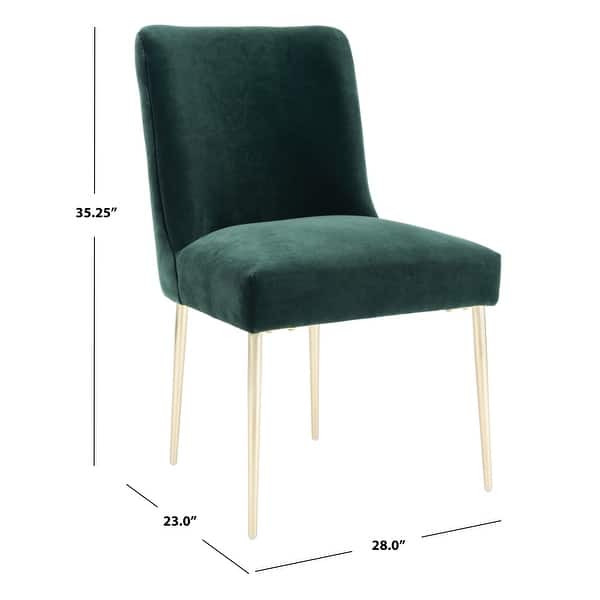 dimension image slide 7 of 12, SAFAVIEH Couture Nolita Velvet Accent Chair - Mustard / Brass - 28"x23"x35.3" - 28" W x 23" D x 35" H