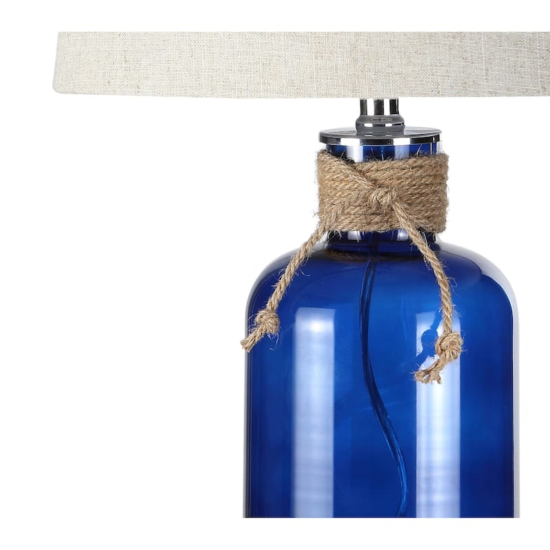 Monkey's 23.5" Glass Bottle LED Table Lamp, Cobalt/Natural by JONATHAN Y