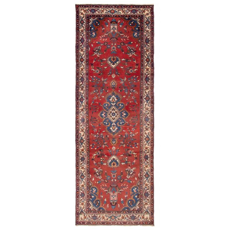 ECARPETGALLERY Hand-knotted Andelz Red Wool Rug - 3'10 x 10'10 - Dark Red - 3'10 x 10'10