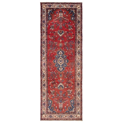 ECARPETGALLERY Hand-knotted Andelz Red Wool Rug - 3'10 x 10'10