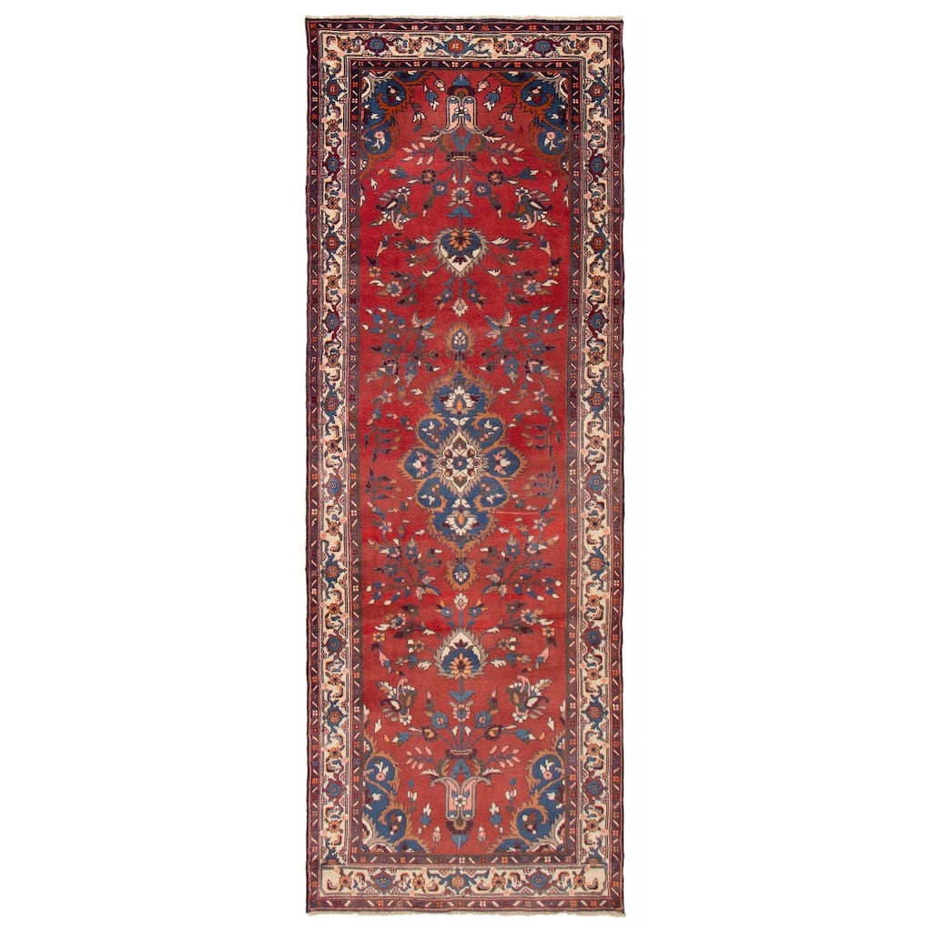 ECARPETGALLERY Hand-knotted Andelz Red Wool Rug - 3'10 x 10'10