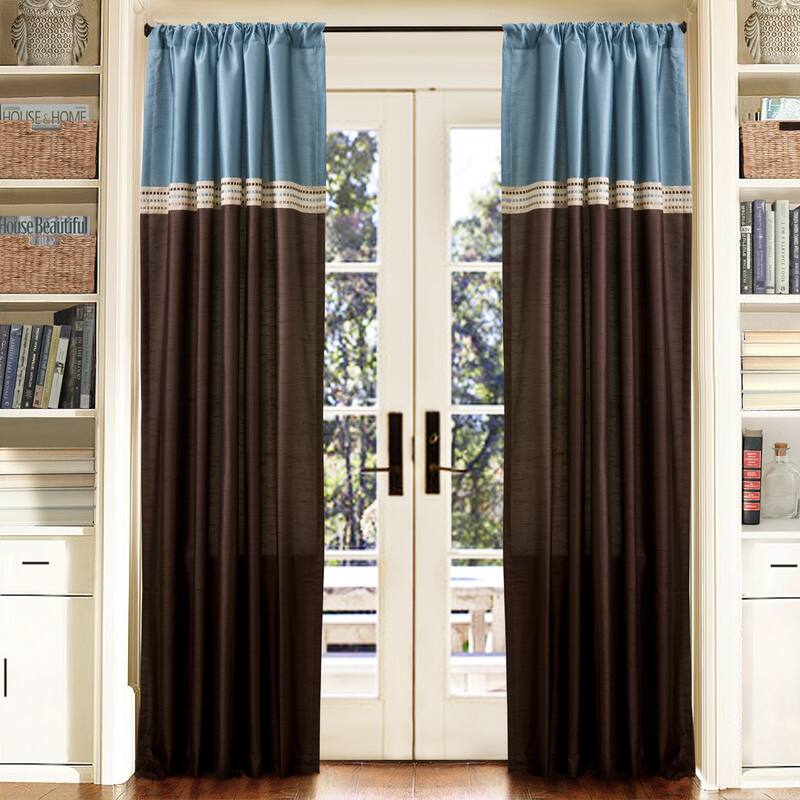 Lush Decor Terra Window Curtain Panel Pair - Blue - 108 Inches