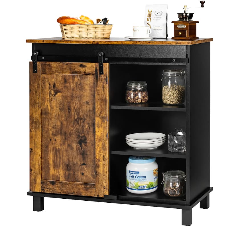 Costway Kitchen Buffet Storage Cabinet Sideboard w/Sliding Barn Door - See Details