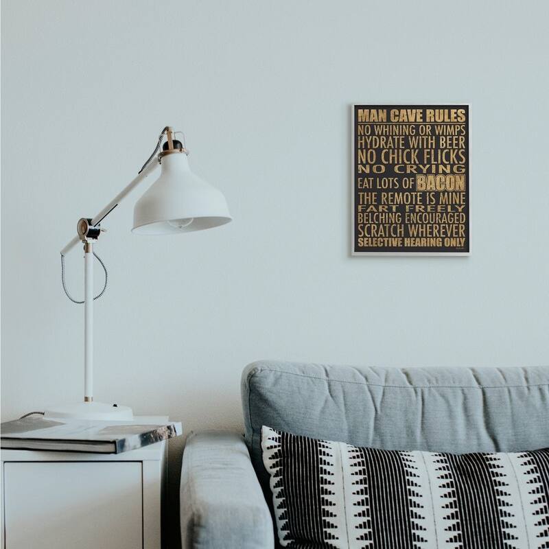 Stupell Man Cave Rules with Rustic Distressed Text Framed Wall Art - Tan