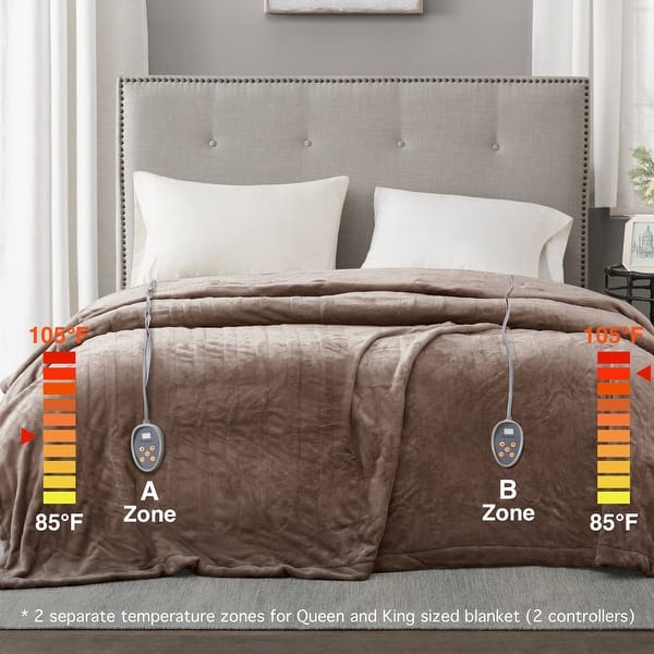 dimension image slide 6 of 10, Beautyrest Heated Plush Secure Comfort Blanket
