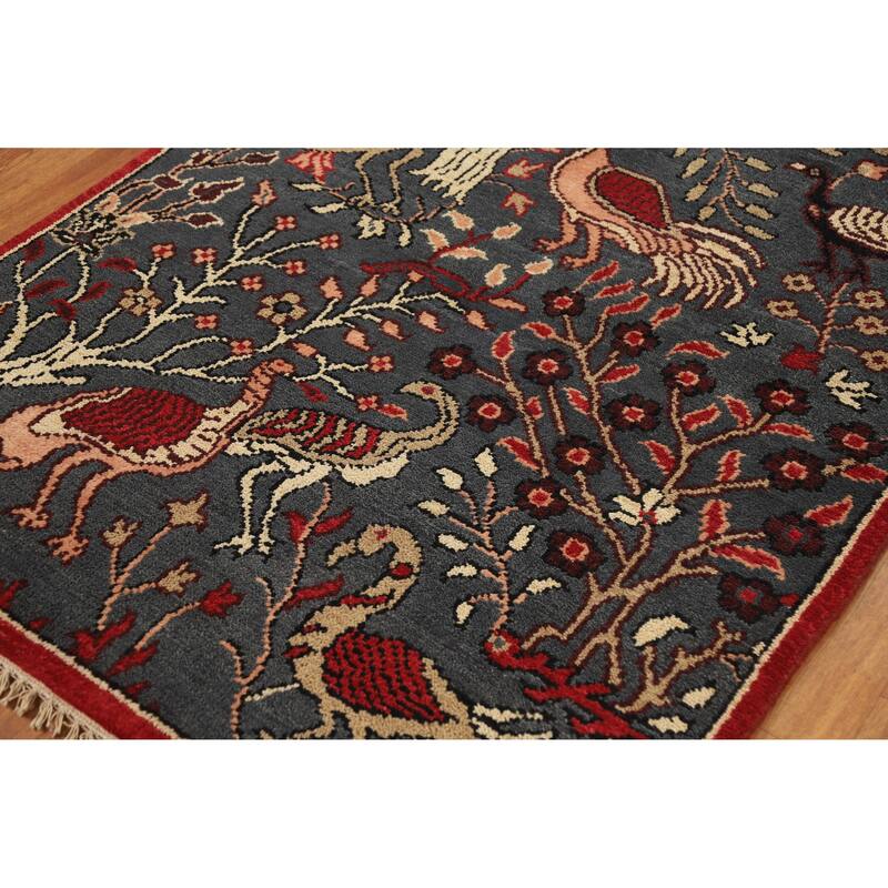Animals Design Ziegler Oriental Rug Hand-Knotted Wool Carpet - 3'11" x 6'0"